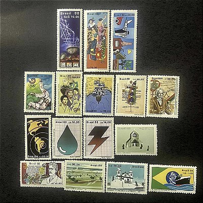 16 Selos Comemorativos do Brasil - Ano 1988 - Mint - ref.258