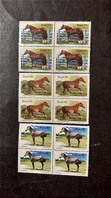 Quadra de Selos Brasil - Cavalos de Raças Brasileiras - 1985 - Mint