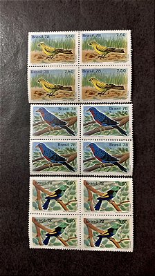 Quadra de Selos Brasil - Proteção a Fauna - Passaros Brasileiros - 1978 - Mint