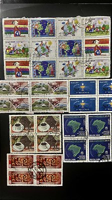 06 Quadras de Selos Comemorativos do Brasil - Circuladas com carimbo - ref.265