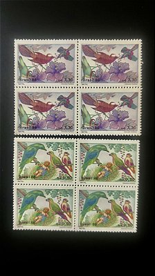 02 Quadras de Selos Brasil - Natal 86 - Passaros - 1986 - Mint - ref.287