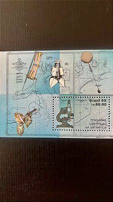 Bloco de Selos do Brasil - Pesquisas Cientificas na Antartica -1988 - Mint - ref.290
