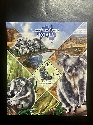 Bloco de Selos Estrangeiros - Australian Fauna - Koala - Solomon Islands - Mint - ref.296