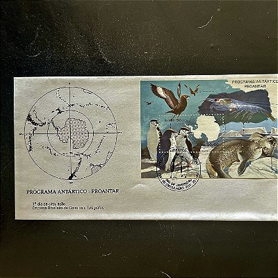 Envelope Comemorativo com Carimbo e Selo - Programa Antartico Proantar - 1990 - FDC493 - ref.297