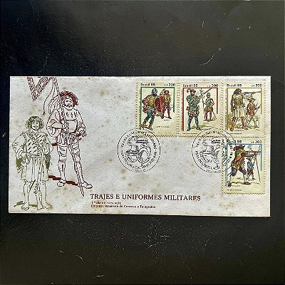 Envelopes Comemorativo com Carimbo e Selo - Trajes e Uniformes Militares - 1985 - FCD374 - ref.300
