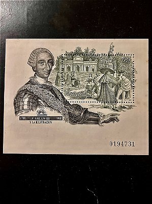 Bloco de Selos Estrangeiros - Espanha - Prueba Oficial de Artista no.17 - Prueba de Lujo - 1988 - Mint -ref.330