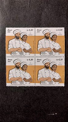 Quadra de Selos Brasil - Série Mercosul - Profissão Chef  - Brasil 2024 - Mint