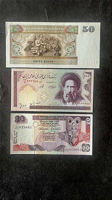03 Cédulas Estrangeiras - Iran-Sri Lanka - Myanmar - FE  (ref.387)