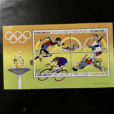 Bloco de Selos Estrangeiros - Hong Kong - Jogos Olimpicos de Barcelona - 1992 - Mint - ref.397