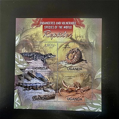 Bloco de Selos Estrangeiros - Reptiles - Species of the World - Uganda - Mint - ref.402