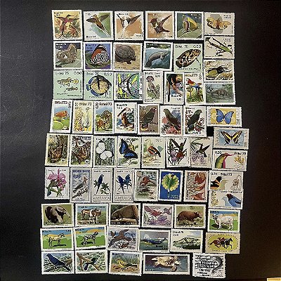 62 Selos Comemorativos do Brasil - Temáticos - Fauna - Mint-ref.645