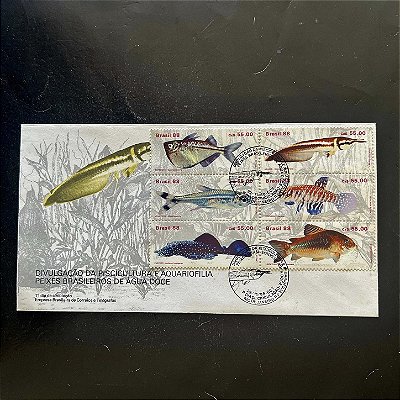 Envelope Comemorativo com Carimbo e Selo - Divulgação da Piscicultura e Aquariofilia - 1988 - FDC458 - ref.412