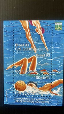 Bloco de Selos do Brasil - Campeonato Sul-Americano de Desportos Aquaticos - 1993 - Mint - ref.438