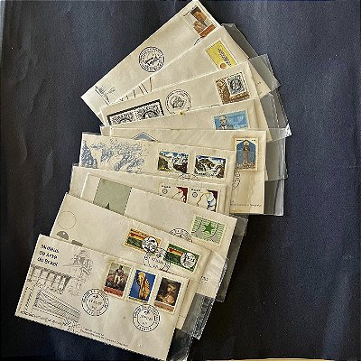10 Envelopes Comemorativos do Brasil com carimbo Comemorativo e Selos - ref.441