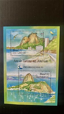 Bloco de Selos do Brasil - Ano do Turismo nas Américas - 1992 - Mint - ref.443