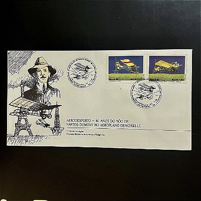 Envelope Comemorativo com Carimbo e Selo - Aerodesporto - 80 Anos do Voo de Santos Dumont - 1989 - FDC472 - ref.454