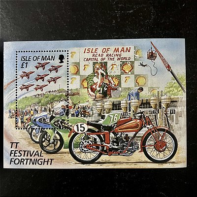 Bloco de Selos Estrangeiros - Isle Of Man - TT Festival Fortnight - Corrida de Moto Tourist Trophy - Mint - ref.470