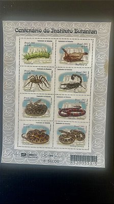 Bloco de Selos do Brasil - Centenário do Instituto Butantan - 2001 - Mint - ref.473