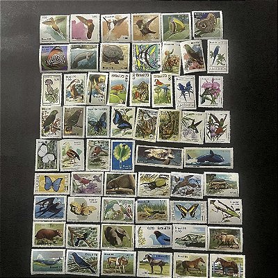 58 Selos Comemorativos do Brasil - Temáticos - Fauna - Mint - ref.484