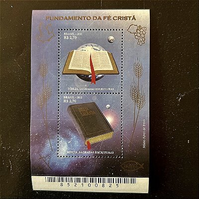 Bloco de Selos Comemorativos do Brasil - Natal 2011 - Fundamento da Fé Cristã - 2011 - Mint - ref.485