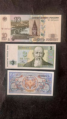 03 Cédulas Estrangeiras - Cazaquistão-Russia - Butão - FE (ref.485)
