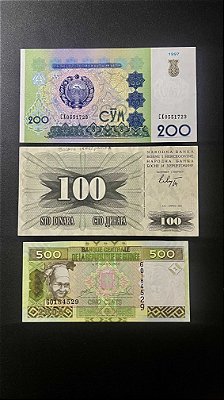 03 Cédulas Estrangeiras - Repub.de Guinee - Uzbequistao - Bosnia Herzegovina -Sob (ref.485)