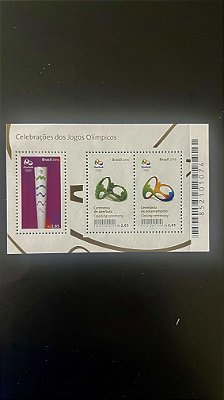 Bloco de Selos do Brasil - Celebrações dos Jogos OLimpicos - 2016 - Mint - ref.510