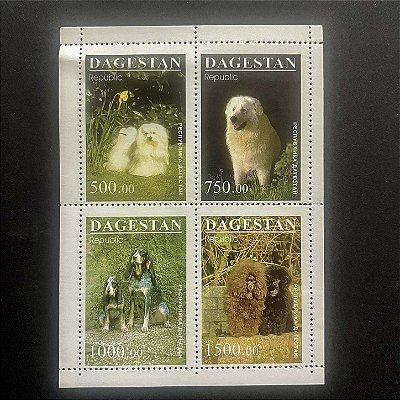 Bloco de Selos da Republica do Daguestão - região da Russia - Raças de Cães - Mint - ref.512