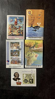05 Blocos de Selos Comemorativos do Brasil - com Carimbo Comemorativos   (ref.519)