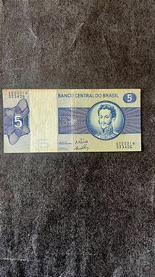 Cédula do Brasil - Cinco Cruzeiros - Série A00001 * - Mbc  (ref.523)