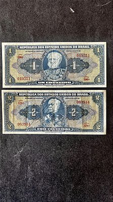 Cédula de Um Cruzeiro e Dois Cruzeiros - Autografadas - Mbc  (ref.525)