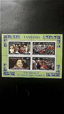 Bloco de Selo Estrangeiro - Tanzania - 60 th Birthday of Her Majesty Queen Elizabeth - Mint - ref.537