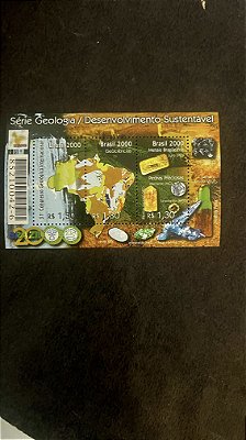 Bloco de Selos do Brasil - Série Geologia - Desenvolvimento Sustentável - Brasil 2000 - Mint (ref.538)