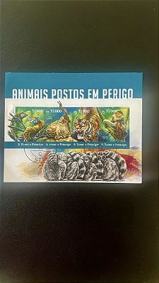 Bloco de Selos de S.Tomé e Príncipe - Animais Postos em Perigo- 2015 - ref.550