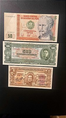 03 Cédulas Estrangeiras - Uruguai - Bolivia -Peru - Sob (ref.584)