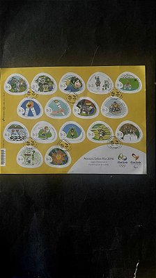 Folha Completa - Nossos Selos Rio 2016 - Jogos Olimpicos e Paralimpicos - com Carimbo Comemorativo -  ref.587