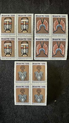 Série em Quadras Selos do Brasil - Preservação da Cultura Indigena no Brasil - 1976 - Mint - ref.597