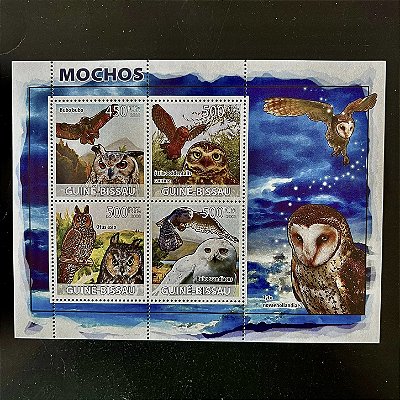 Bloco de Selos Estrangeiros - Mochos - Corujas - Guine Bissau - 2008 - Mint - ref.605