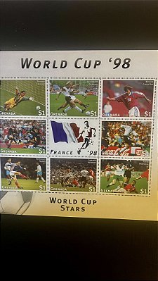 Bloco de Selos Estrangeiros - Grenada - World Cup 98 - Mint - ref.610