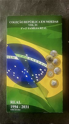 Album Completo de Moedas do Brasil - Coleção Republica - Vol.01-1a.e2a.Familia Real - 1994 - 2031 - Mbc/Sob/FC-ref.631