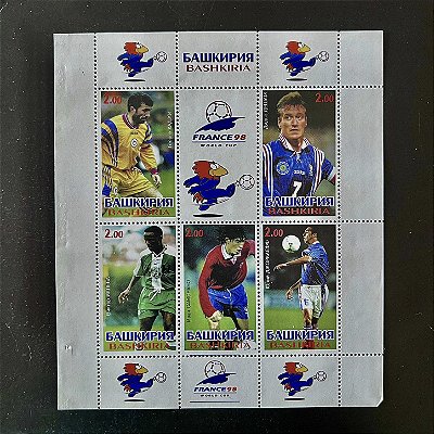 Bloco de Selos Estrangeiros - Copa do Mundo da França - Republica do Barcortostão - Bashkiria - 1998 - Mint - ref.677