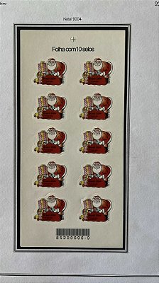 Folha com 10 Selos Adesivos - Natal 2004 - Brasil - Mint - ref.687