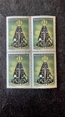 Quadra de Selos do Brasil - 75 Anos da Coroação da Imagem de Nossa Senhora Aparecida - Brasil 1979 - Mint - ref.704