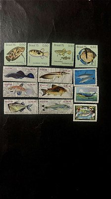 13 Selos Comemorativos do Brasil - Temáticos - Peixes - Mint - ref.706