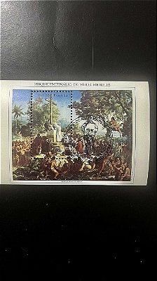 Bloco de Selos do Brasil - Sesquicentenario de Vitor Meireles - 1983 - com carimbo comemorativo - ref.712