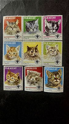 09 Selos do Paraguai - Temáticos - Gatos - Mint - ref.717