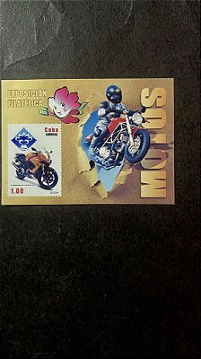 Bloco de Selos de Cuba - Exposicion Filatelica - Motos - Mint - ref.719