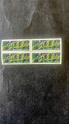 Quadra de Selos do Brasil - Feliz 2000 - Viva - Brasil 2000 - Mint - ref.746