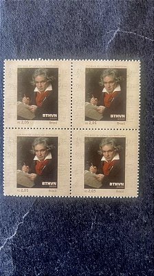 Quadra de Selos do Brasil - 250 Anos de Beethoven - Brasil 2020 - Mint - ref.750