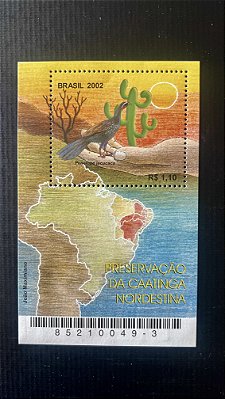 Bloco de Selos do Brasil - Preservação da Caatinga Nordestina - 2002 - Mint - ref.756